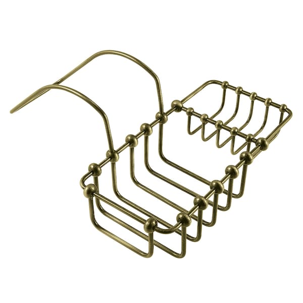 Clawfoot Tub Rim Soap and Sponge Holder, Antique Brass